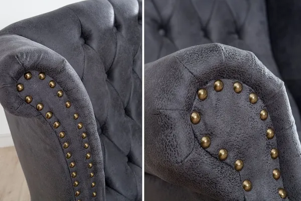 Chesterfield kreslo MIDAS Dekorhome Sivá