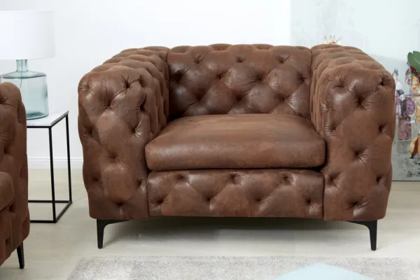 Chesterfield kreslo ZETHOS Dekorhome Sivá