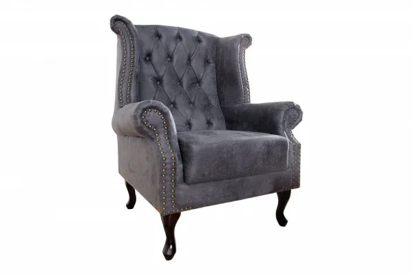 Chesterfield kreslo MIDAS Dekorhome Sivá