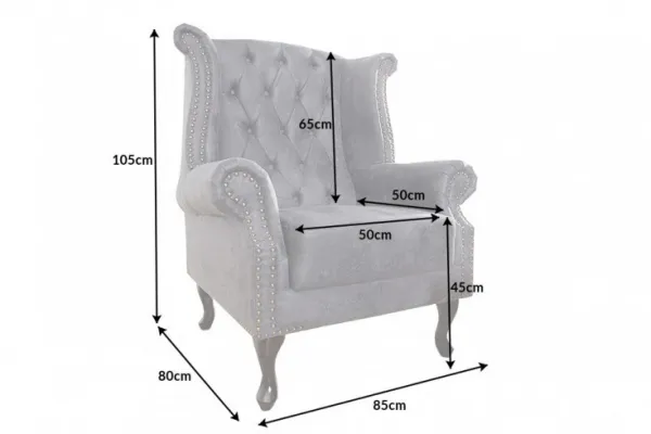 Chesterfield kreslo MIDAS Dekorhome Sivá