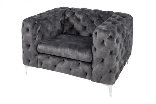 Chesterfield kreslo ZETHOS Dekorhome Sivá