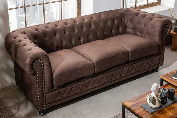 Chesterfield pohovka 3-miestna MIDAS Dekorhome Hnedá