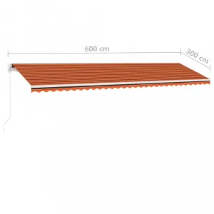 Voľne stojaca ručne zaťahovacia markíza 600x300 cm Dekorhome Bílá / modrá