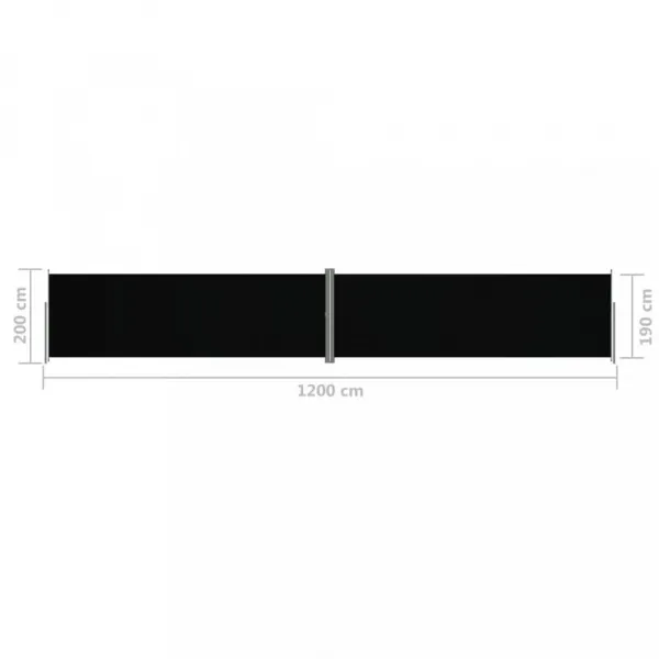 Zaťahovacia bočná markíza 200x1200 cm Dekorhome Černá