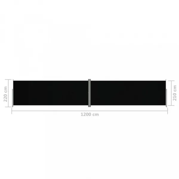 Zaťahovacia bočná markíza 220x1200 cm Dekorhome Černá