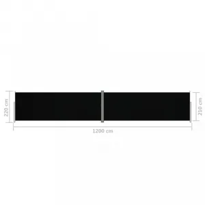 Zaťahovacia bočná markíza 220x1200 cm Dekorhome Černá