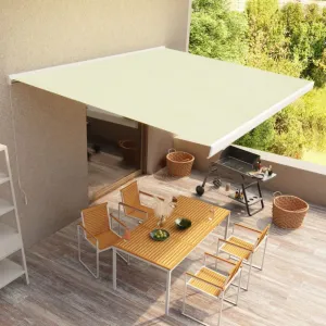 Kazetová markíza s ručným ovládaním 400x300 cm Dekorhome Bílá / modrá