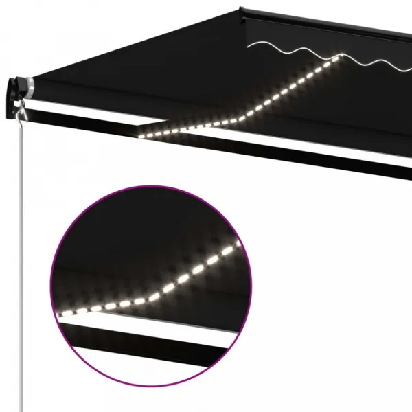 Ručne zaťahovacia markíza s LED svetlom 450x350 cm Dekorhome Bílá / modrá