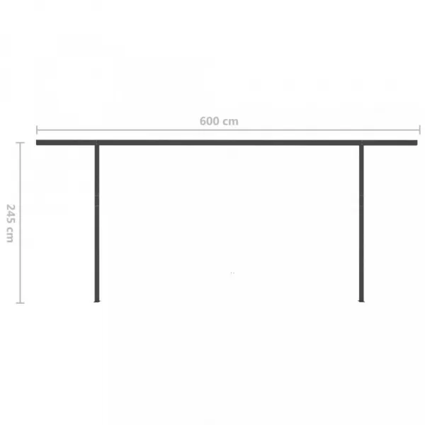 Ručne zaťahovacia markíza so stĺpikmi a LED svetlom 350x250 cm Dekorhome Bílá / modrá