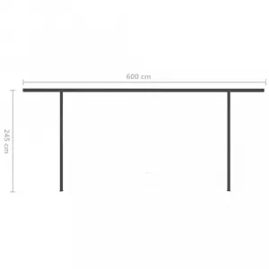 Ručne zaťahovacia markíza so stĺpikmi a LED svetlom 350x250 cm Dekorhome Bílá / modrá