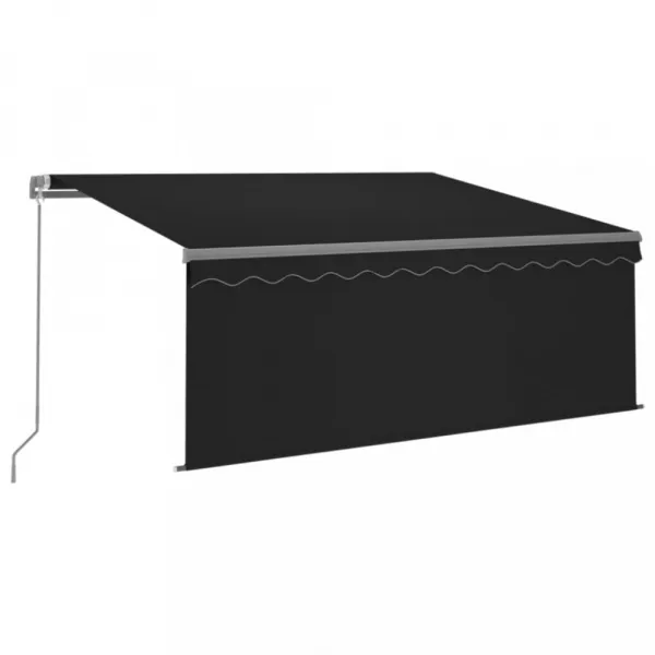Ručne zaťahovacia markíza s roletou a LED 450x300 cm Dekorhome Bílá / modrá