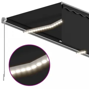 Ručne zaťahovacia markíza s roletou a LED 450x300 cm Dekorhome Bílá / modrá