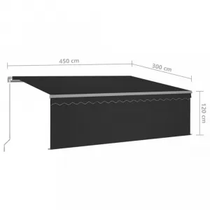 Ručne zaťahovacia markíza s roletou a LED 450x300 cm Dekorhome Bílá / modrá