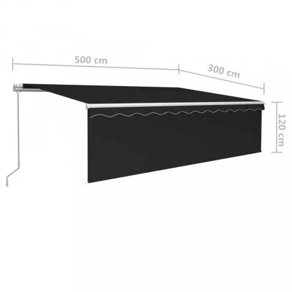 Ručne zaťahovacia markíza s roletou a LED 500x300 cm Dekorhome Bílá / modrá