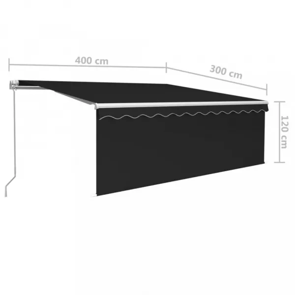 Ručne zaťahovacia markíza s roletou a LED 400x300 cm Dekorhome Bílá / modrá