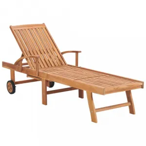 Záhradné lehátko masívny teak / látka Dekorhome Černá