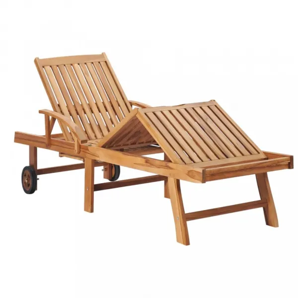 Záhradné lehátko masívny teak / látka Dekorhome Černá