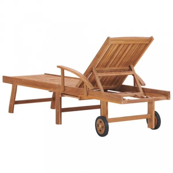 Záhradné lehátko masívny teak / látka Dekorhome Černá