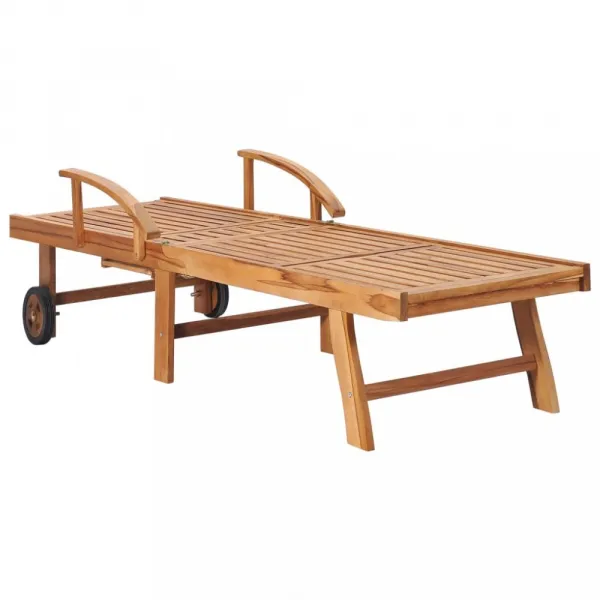 Záhradné lehátko masívny teak / látka Dekorhome Černá