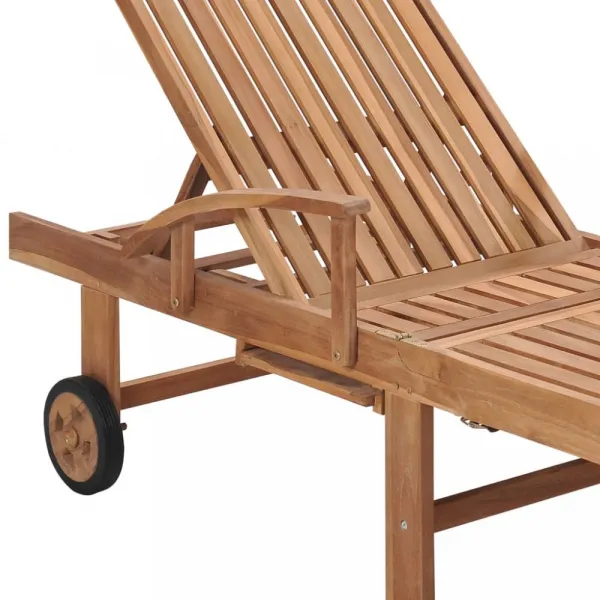 Záhradné lehátko masívny teak / látka Dekorhome Černá