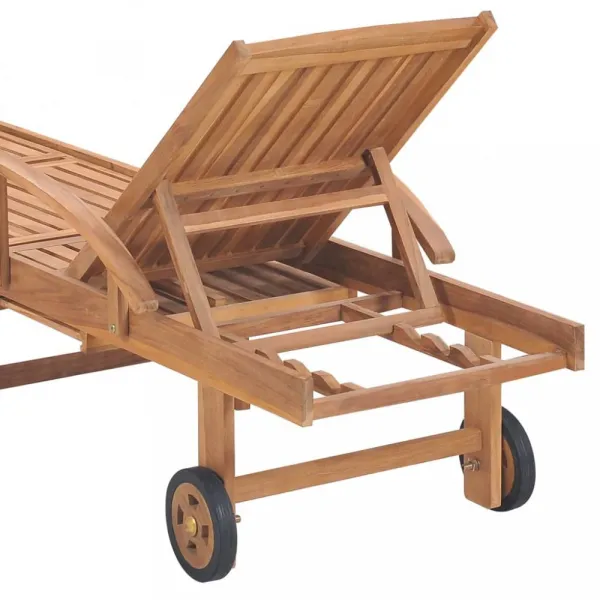 Záhradné lehátko masívny teak / látka Dekorhome Černá
