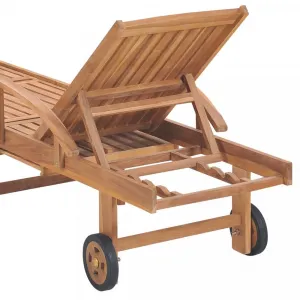 Záhradné lehátko masívny teak / látka Dekorhome Černá