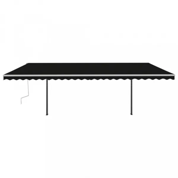 Ručne zaťahovacia markíza so stĺpikmi a LED svetlom 350x250 cm Dekorhome Bílá / modrá