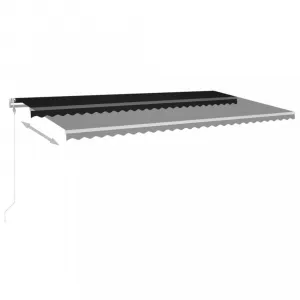 Ručne zaťahovacia markíza so stĺpikmi a LED svetlom 350x250 cm Dekorhome Bílá / modrá