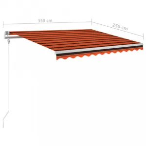 Ručne zaťahovacia markíza so stĺpikmi a LED svetlom 350x250 cm Dekorhome Bílá / modrá