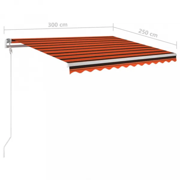 Ručne zaťahovacia markíza so stĺpikmi a LED svetlom 300x250 cm Dekorhome Antracit