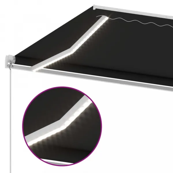 Ručne zaťahovacia markíza s LED svetlom 600x300 cm Dekorhome Bílá / modrá