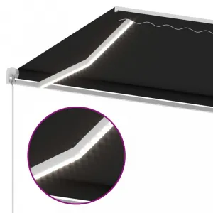 Ručne zaťahovacia markíza s LED svetlom 600x300 cm Dekorhome Bílá / modrá