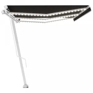 Ručne zaťahovacia markíza s LED svetlom 600x300 cm Dekorhome Bílá / modrá