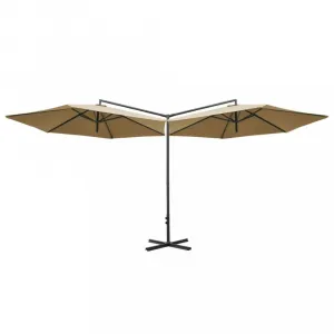 Dvojitý slnečník 600 x 290 cm Dekorhome Zelená