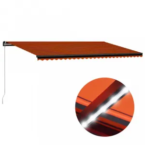 Ručne zaťahovacia markíza s LED svetlom 350x250 cm Dekorhome Bílá / modrá