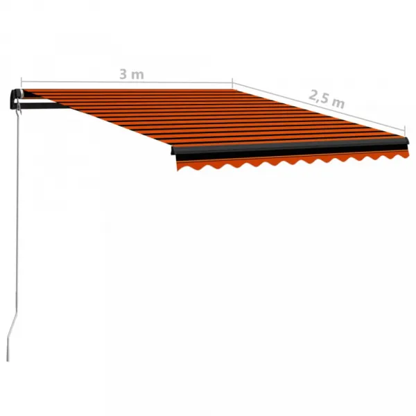 Ručne zaťahovacia markíza s LED svetlom 300x250 cm Dekorhome Bílá / modrá