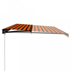 Ručne zaťahovacia markíza s LED svetlom 350x250 cm Dekorhome Bílá / modrá