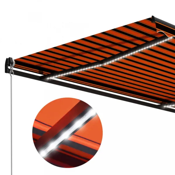 Ručne zaťahovacia markíza s LED svetlom 350x250 cm Dekorhome Bílá / modrá