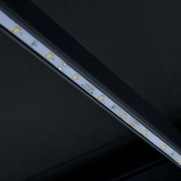 Ručne zaťahovacia markíza s LED svetlom 450x300 cm Dekorhome Bílá / modrá