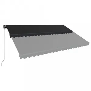 Ručne zaťahovacia markíza s LED svetlom 450x300 cm Dekorhome Bílá / modrá