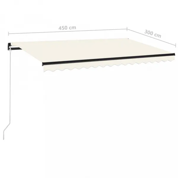 Ručne zaťahovacia markíza s LED svetlom 450x300 cm Dekorhome Bílá / modrá