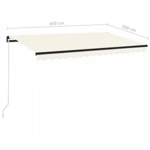Ručne zaťahovacia markíza s LED svetlom 450x300 cm Dekorhome Bílá / modrá