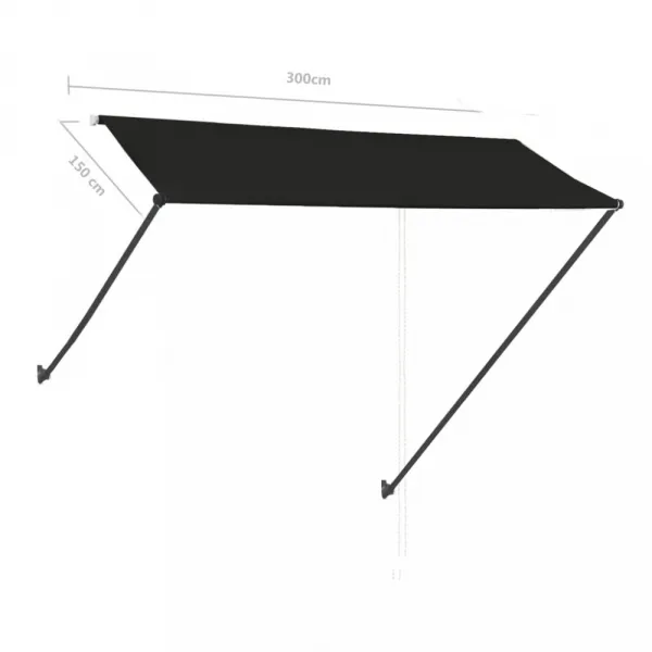 Zaťahovacia markíza s LED svetlom 300x150 cm Dekorhome Antracit