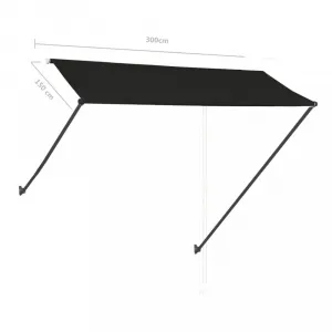 Zaťahovacia markíza s LED svetlom 300x150 cm Dekorhome Antracit