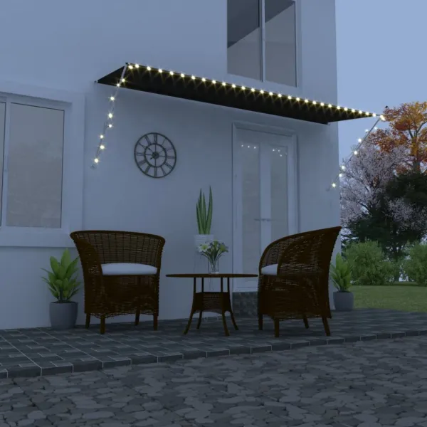 Zaťahovacia markíza s LED svetlom 350x150 cm Dekorhome Antracit