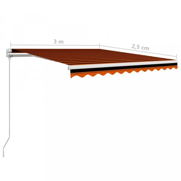 Ručne zaťahovacia markíza 300x250 cm Dekorhome Hnědá / oranžová