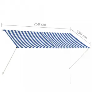Zaťahovacia markíza 250x150 cm Dekorhome Bílá / modrá