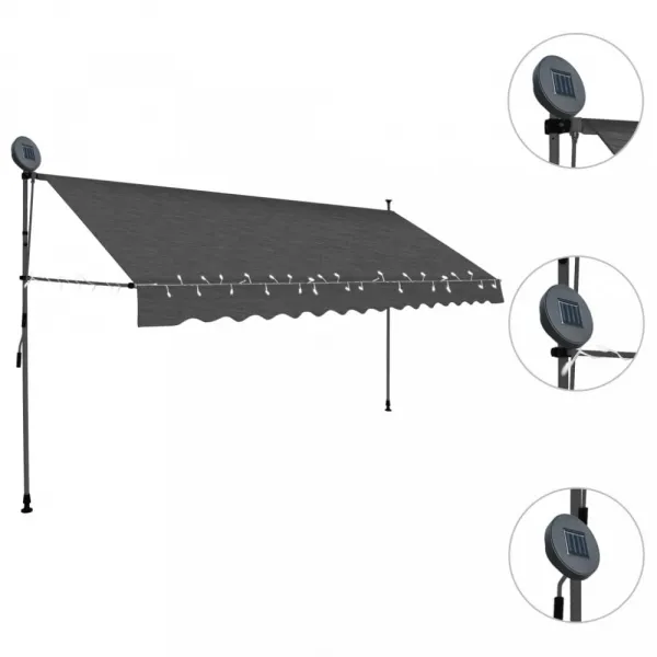 Ručne zaťahovacia markíza s LED svetlom 100x120 cm Dekorhome Bílá / modrá