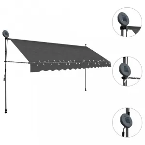 Ručne zaťahovacia markíza s LED svetlom 100x120 cm Dekorhome Bílá / modrá