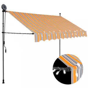 Ručne zaťahovacia markíza s LED svetlom 250x120 cm Dekorhome Bílá / modrá